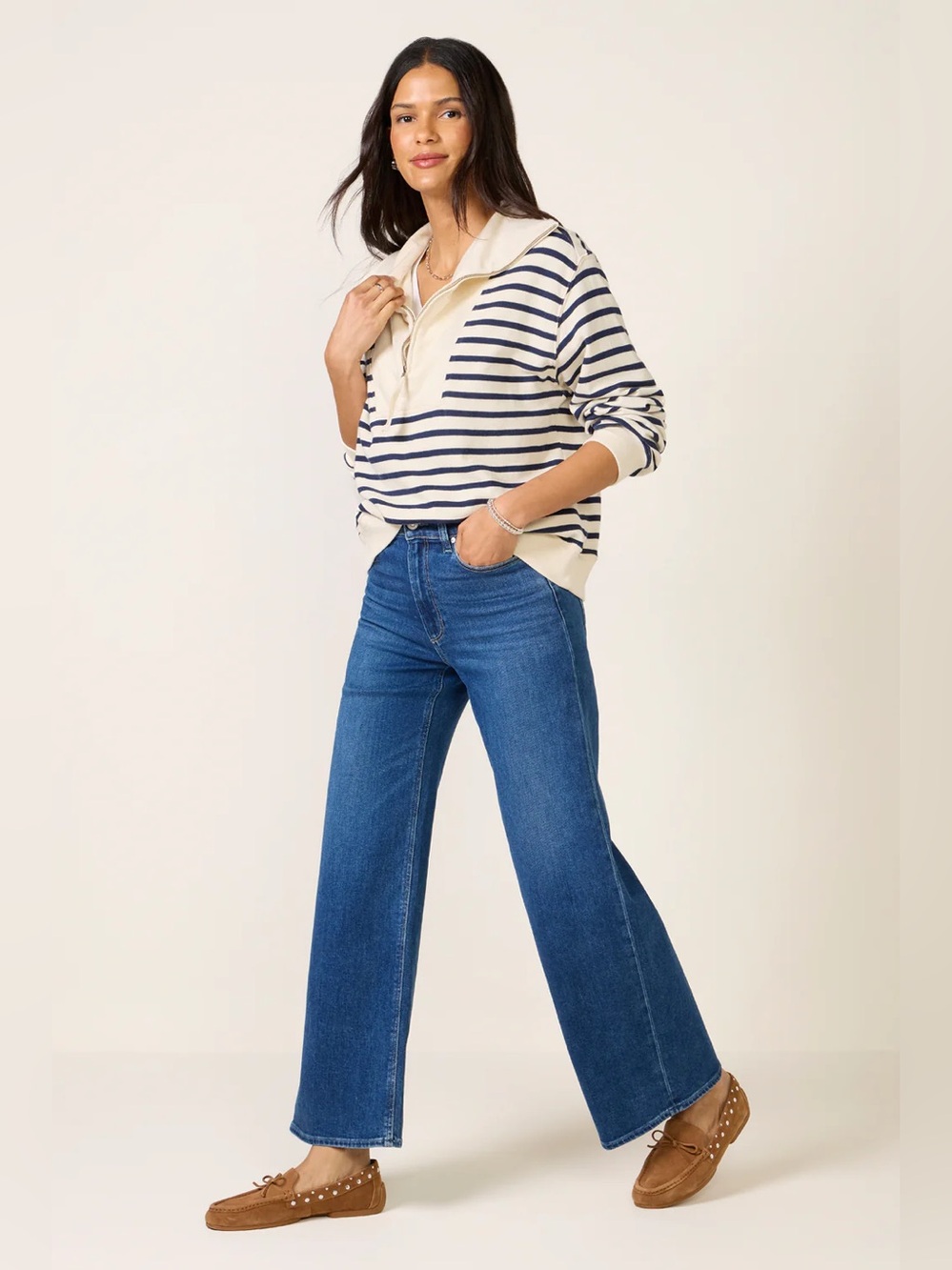 Xirena | Kat Sweatshirt | Natural Stripe | Large